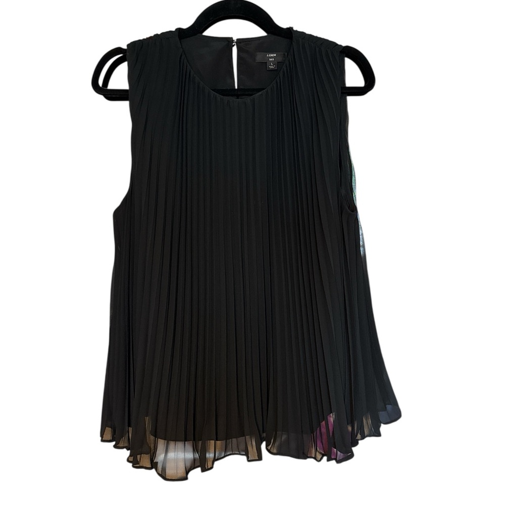 J. Crew Black Pleated Sleeveless A Line Top